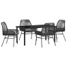 Ensemble de salle à manger pour jardin 5 pcs Noir polyrotin 563267563267