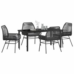 Ensemble de salle à manger pour jardin 5 pcs Noir polyrotin 563267563267