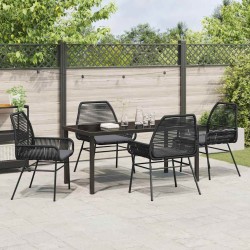 Ensemble de salle à manger pour jardin 5 pcs Noir polyrotin 563267563267