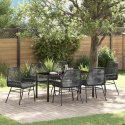 Ensemble de salle à manger pour jardin 7 pcs Noir polyrotin 563268563268