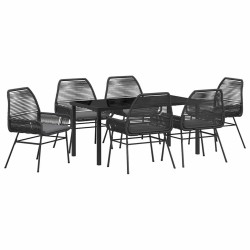 Ensemble de salle à manger pour jardin 7 pcs Noir polyrotin 563268563268