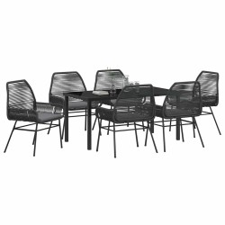 Ensemble de salle à manger pour jardin 7 pcs Noir polyrotin 563268563268