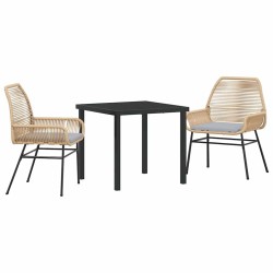 Ensemble de salle à manger pour jardin 3 pcs Marron polyrotin 563270563270