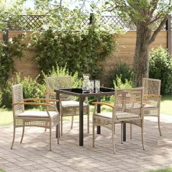 Ensemble de salle à manger pour jardin 5 pcs Beige et Noir 563272563272