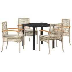 Ensemble de salle à manger pour jardin 5 pcs Beige et Noir 563272563272