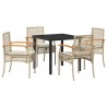 Ensemble de salle à manger pour jardin 5 pcs Beige et Noir 563272563272