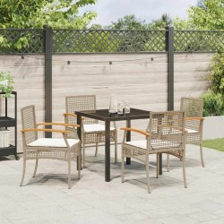 Ensemble de salle à manger pour jardin 5 pcs Beige et Noir 563272563272