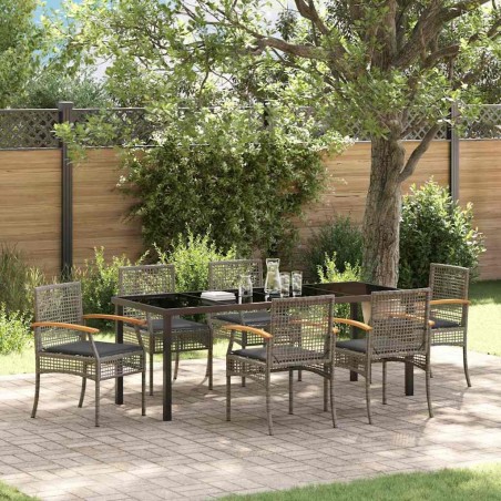 Ensemble de salle à manger pour jardin 7 pcs Gris et Noir Rotin 563273563273