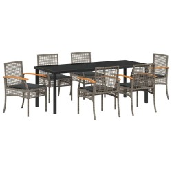 Ensemble de salle à manger pour jardin 7 pcs Gris et Noir Rotin 563273563273