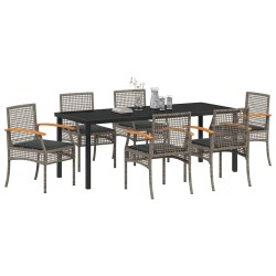 Ensemble de salle à manger pour jardin 7 pcs Gris et Noir Rotin 563273563273
