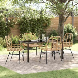 Ensemble de salle à manger pour jardin 5 pcs Marron polyrotin 563274563274