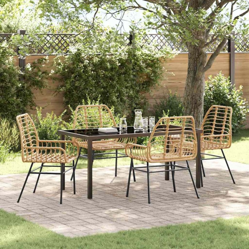 Ensemble de salle à manger pour jardin 5 pcs Marron polyrotin 563274563274