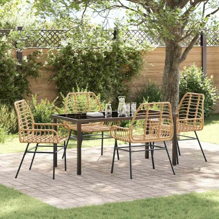 Ensemble de salle à manger pour jardin 5 pcs Marron polyrotin 563274563274