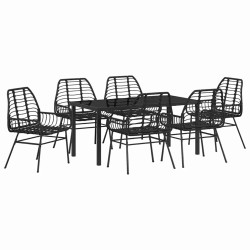 Ensemble de salle à manger pour jardin 7 pcs Noir polyrotin 563275563275