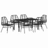 Ensemble de salle à manger pour jardin 7 pcs Noir polyrotin 563275563275
