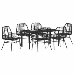 Ensemble de salle à manger pour jardin 7 pcs Noir polyrotin 563275563275