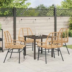 Ensemble de salle à manger pour jardin 5 pcs Marron polyrotin 563277563277