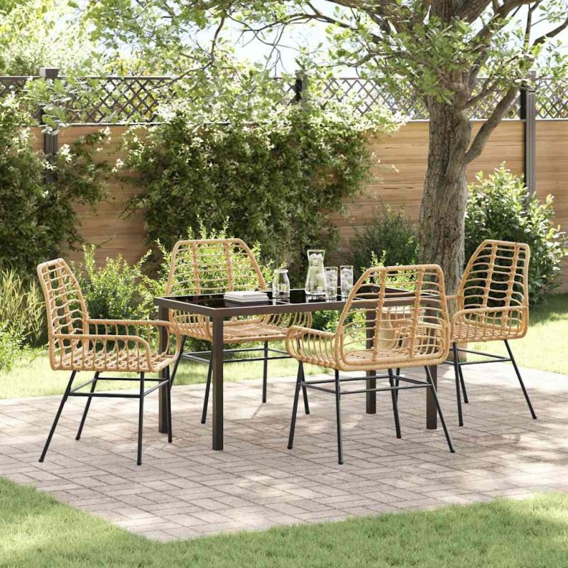 Ensemble de salle à manger pour jardin 5 pcs Marron polyrotin 563278563278