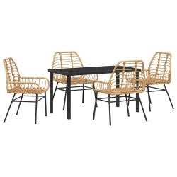 Ensemble de salle à manger pour jardin 5 pcs Marron polyrotin 563278563278