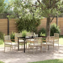Ensemble de salle à manger pour jardin 7 pcs Beige et Noir 563281563281