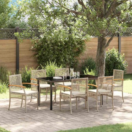 Ensemble de salle à manger pour jardin 7 pcs Beige et Noir 563281563281