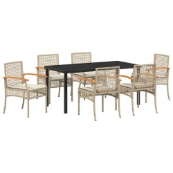Ensemble de salle à manger pour jardin 7 pcs Beige et Noir 563281563281