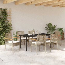 Ensemble de salle à manger pour jardin 7 pcs Beige et Noir 563281563281