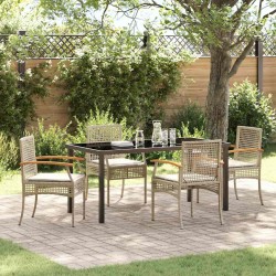 Ensemble de salle à manger pour jardin 5 pcs Beige et Noir 563282563282