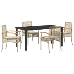 Ensemble de salle à manger pour jardin 5 pcs Beige et Noir 563282563282