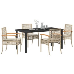 Ensemble de salle à manger pour jardin 5 pcs Beige et Noir 563282563282