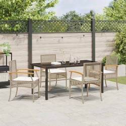 Ensemble de salle à manger pour jardin 5 pcs Beige et Noir 563282563282