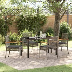 Ensemble de salle à manger pour jardin 5 pcs Gris et Noir Rotin 563283563283