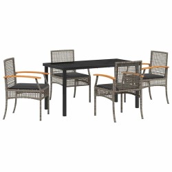 Ensemble de salle à manger pour jardin 5 pcs Gris et Noir Rotin 563283563283