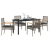 Ensemble de salle à manger pour jardin 5 pcs Gris et Noir Rotin 563283563283