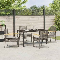 Ensemble de salle à manger pour jardin 5 pcs Gris et Noir Rotin 563283563283