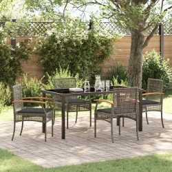 Ensemble de salle à manger pour jardin 5 pcs Gris et Noir Rotin 563284563284