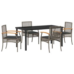 Ensemble de salle à manger pour jardin 5 pcs Gris et Noir Rotin 563284563284