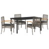 Ensemble de salle à manger pour jardin 5 pcs Gris et Noir Rotin 563284563284