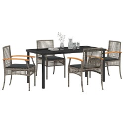 Ensemble de salle à manger pour jardin 5 pcs Gris et Noir Rotin 563284563284