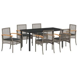 Ensemble de salle à manger pour jardin 7 pcs Gris et Noir Rotin 563285563285