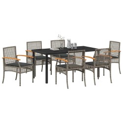 Ensemble de salle à manger pour jardin 7 pcs Gris et Noir Rotin 563285563285