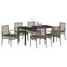 Ensemble de salle à manger pour jardin 7 pcs Gris et Noir Rotin 563285563285