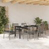 Ensemble de salle à manger pour jardin 7 pcs Gris et Noir Rotin 563285563285