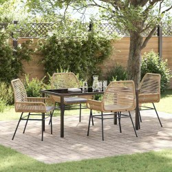 Ensemble de salle à manger pour jardin 5 pcs Marron polyrotin 563286563286