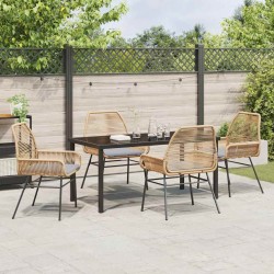 Ensemble de salle à manger pour jardin 5 pcs Marron polyrotin 563286563286