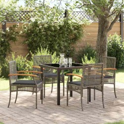 Ensemble de salle à manger pour jardin 5 pcs Gris et Noir Rotin 563287563287