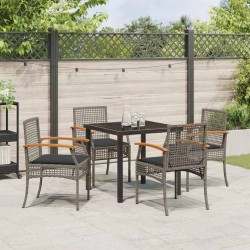 Ensemble de salle à manger pour jardin 5 pcs Gris et Noir Rotin 563287563287