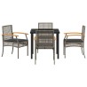Ensemble de salle à manger pour jardin 5 pcs Gris et Noir Rotin 563287563287