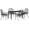 Ensemble de salle à manger pour jardin 5 pcs Noir polyrotin 563288563288