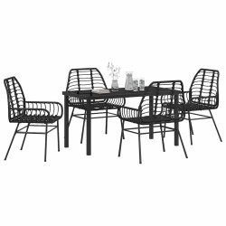 Ensemble de salle à manger pour jardin 5 pcs Noir polyrotin 563288563288